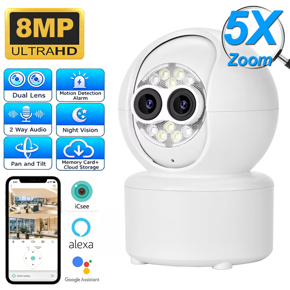 Home Cinema Sony - ICsee Dual-Lens 4MP Security Camera 5X