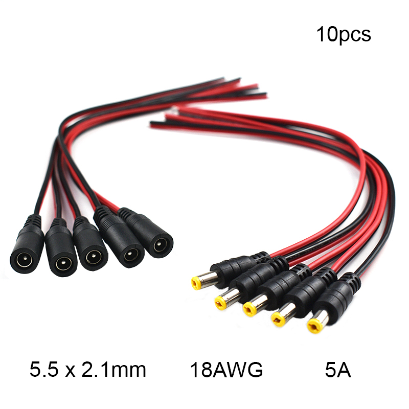 18 AWG 10pcs 5.5x2.1 mm Male F - Ambient Light Strip Tv 评论和价格