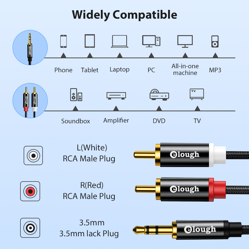 Elough RCA Cable AUX RCA Speak - Home Cinema Amplifier 评论和价格