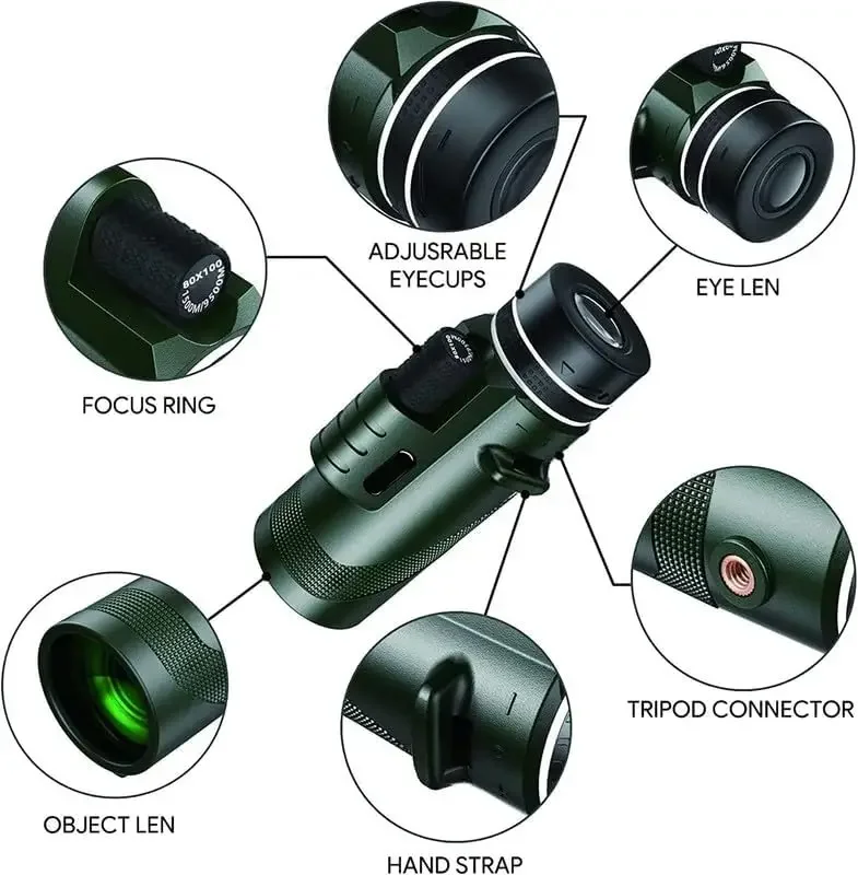 80x100 HD Monocular for Smartp - Home Cinema Center 评论和价格