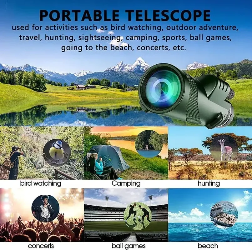 80x100 HD Monocular for Smartp - Home Cinema Center 评论和价格
