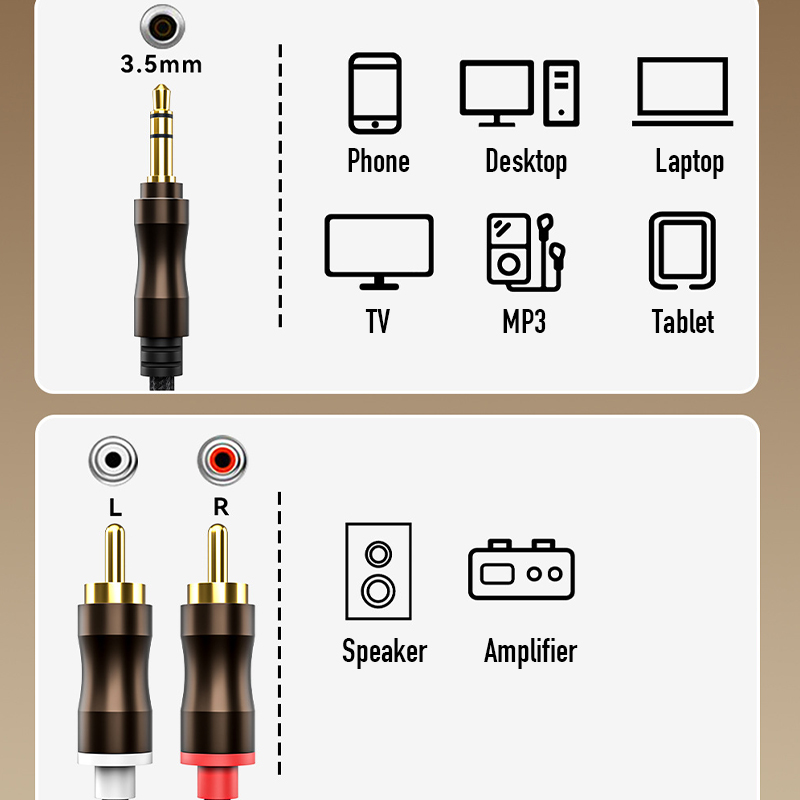 RCA To 3.5 mm Jack Aux Audio C - Home Cinema Amplifier 评论和价格